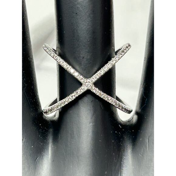 Marked JCM Silver over Brass Ring with CZ Stones - Picture 10 of 11